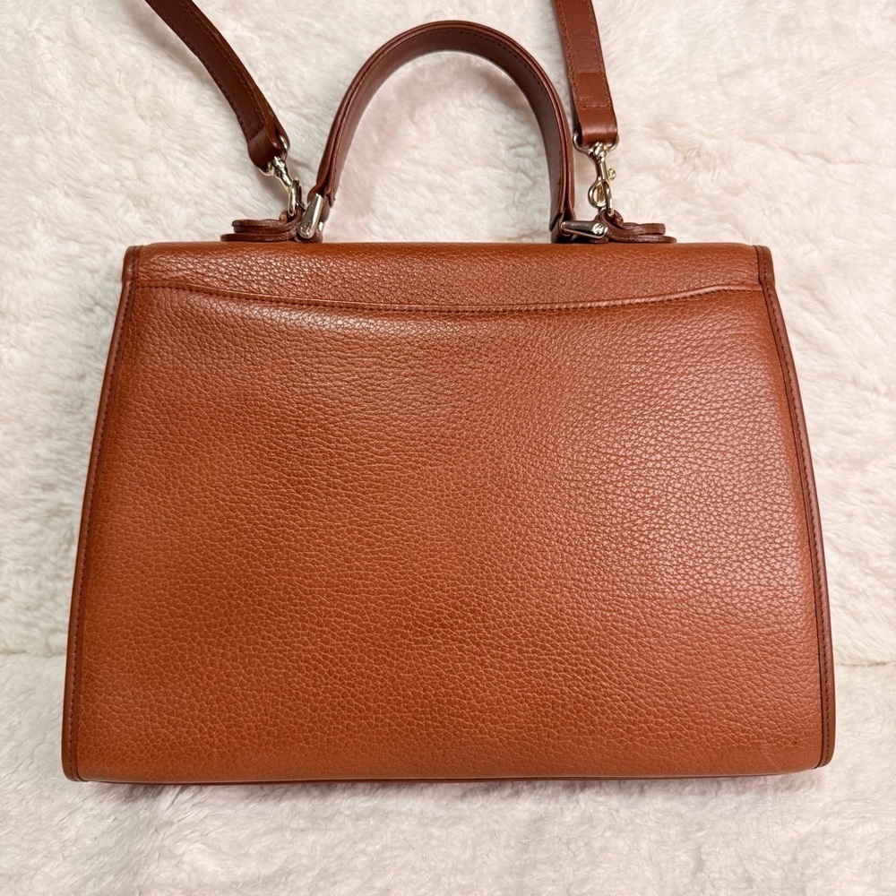 Vintage Burberry Leather Satchel Two Way Work Bag Tan - Picture 4 of 17